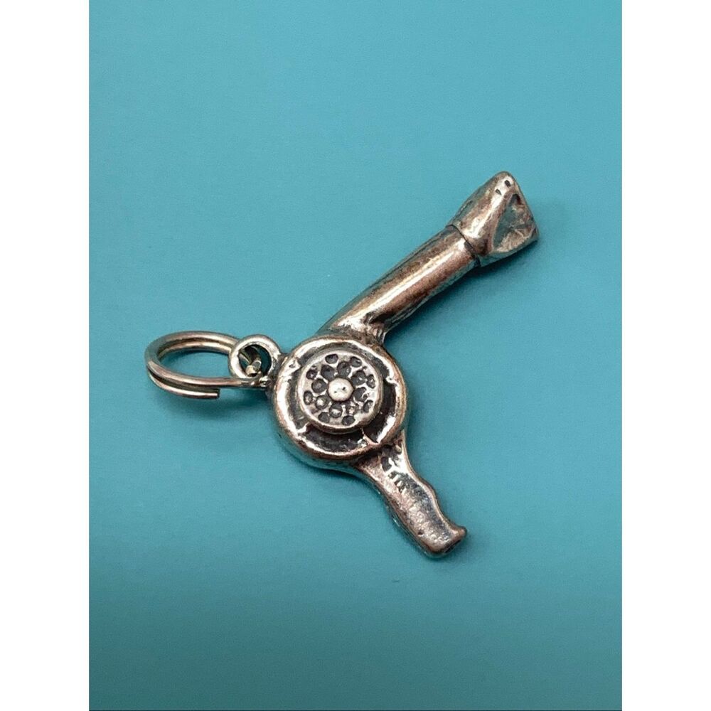 Hairdryer Sterling Silver Jewelry Charm #hairdresser